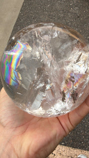 Rainbow rutile statement clear Quartz sphere Brazil