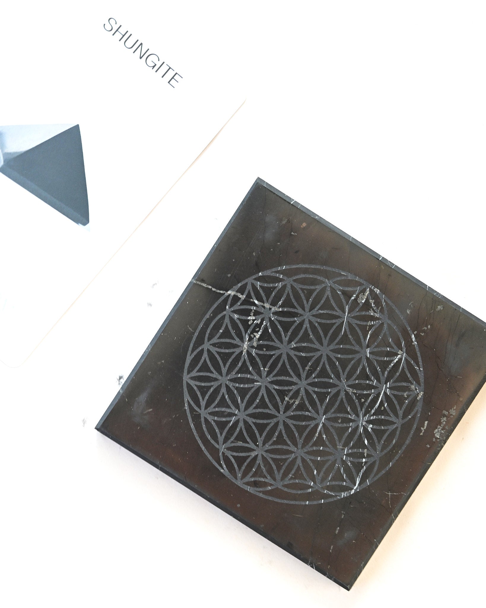 Shungite flower of life Engraved Tile
