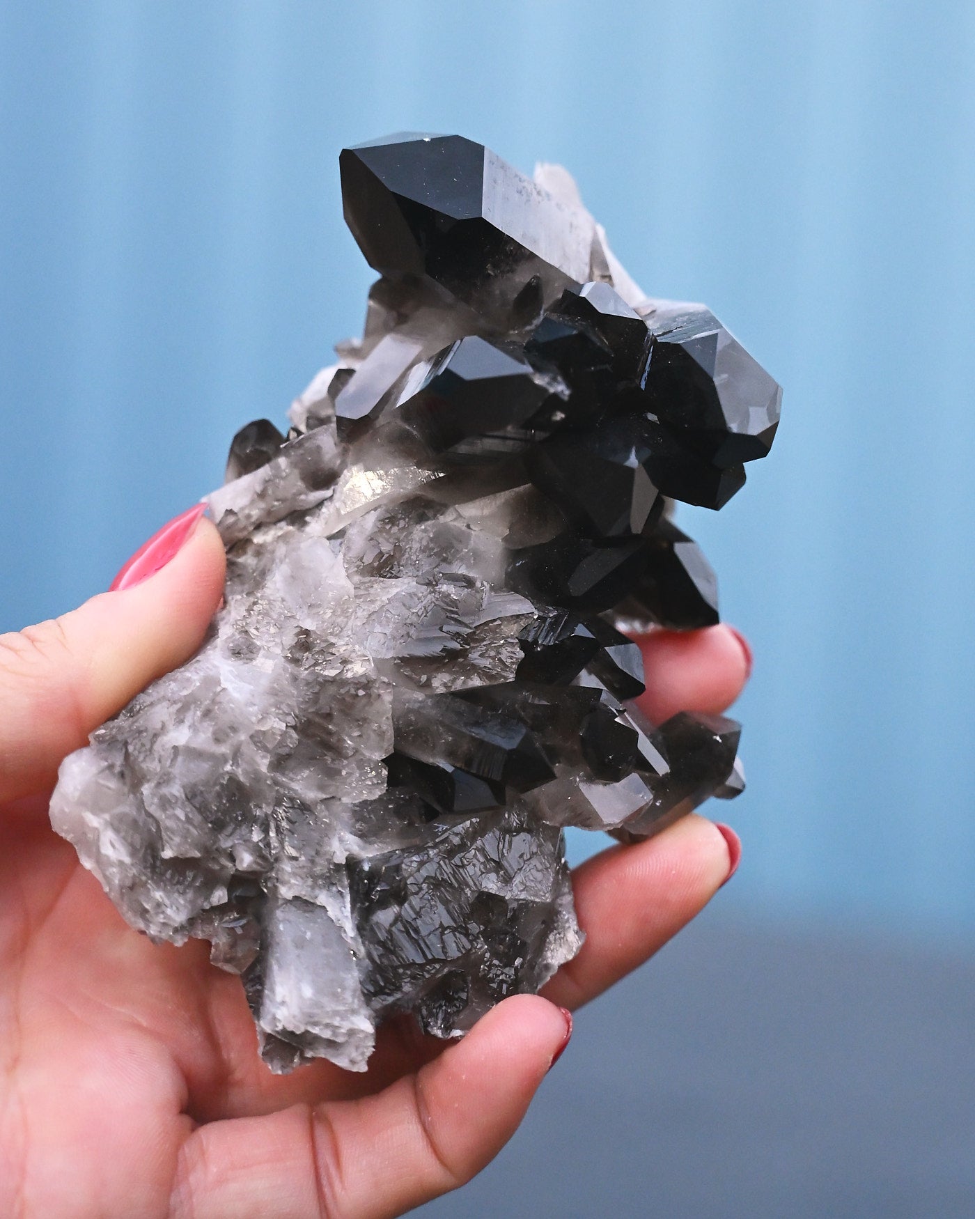 Arkansas Smoky Quartz Cluster side view