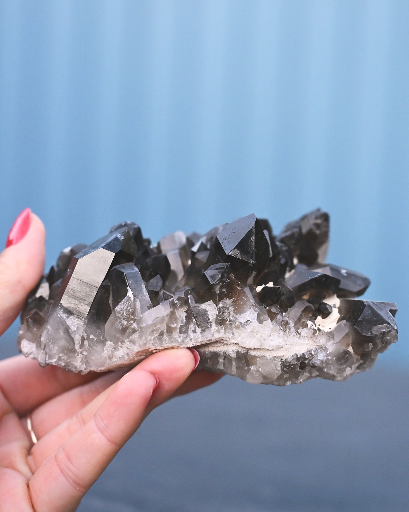 Arkansas Smoky Quartz Cluster side view