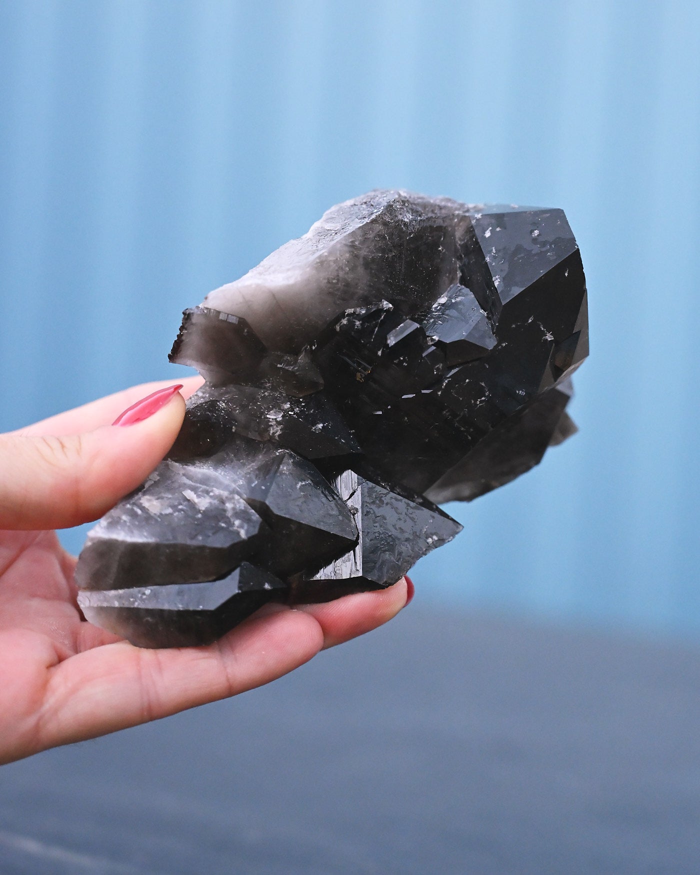Arkansas Smoky Quartz Cluster side view