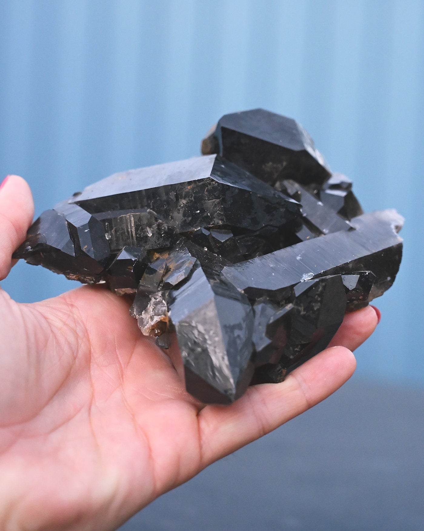 Arkansas Smoky Quartz Cluster side view