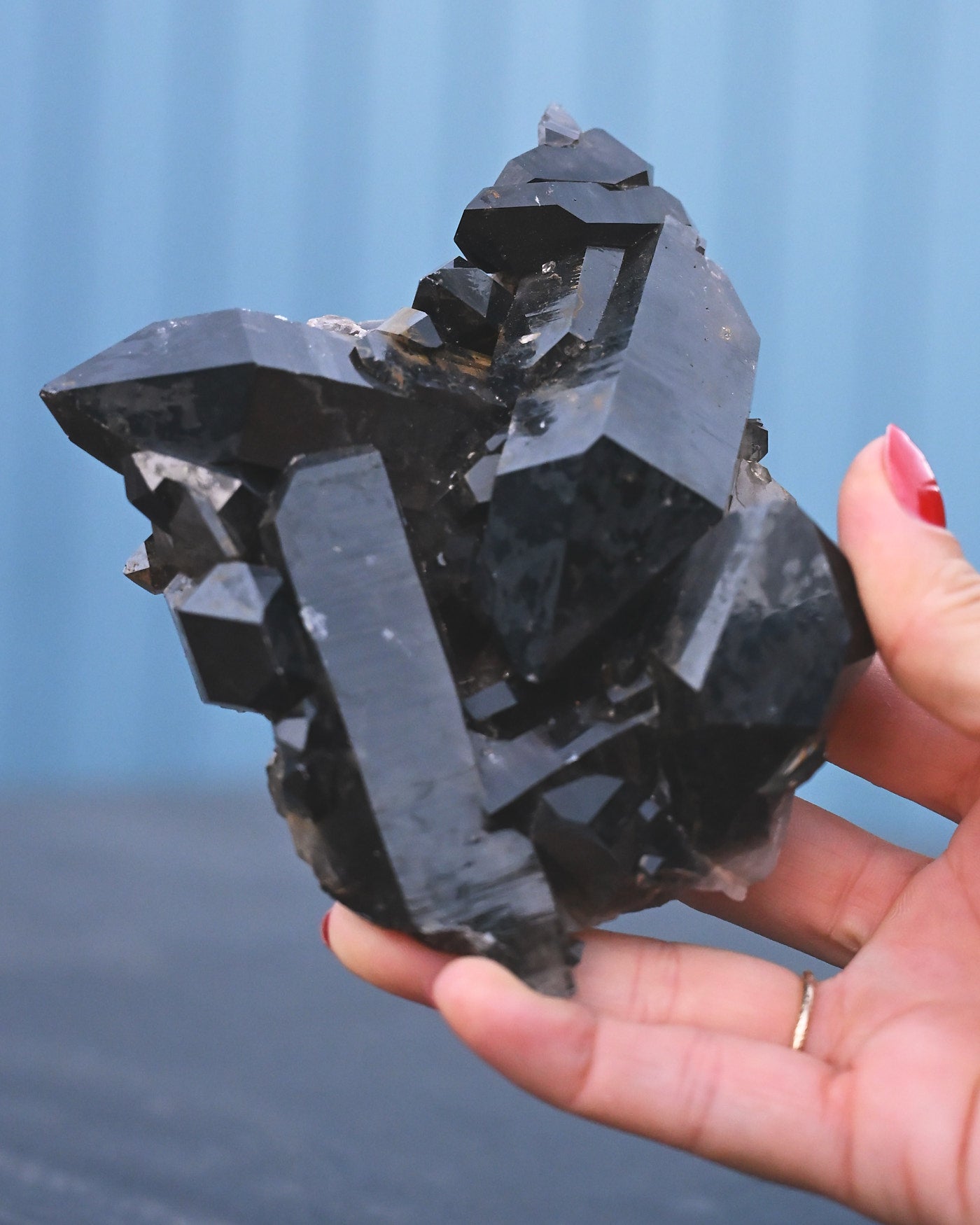 Arkansas Smoky Quartz Cluster top view