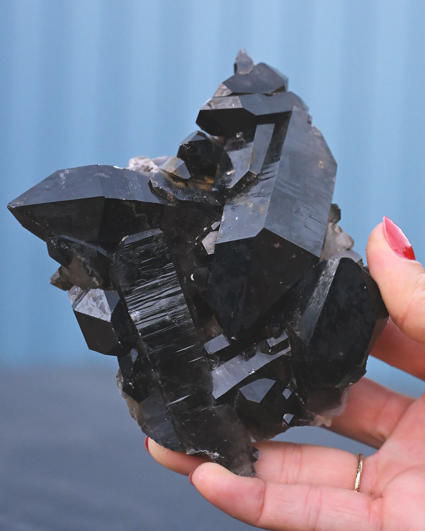 Arkansas Smoky Quartz Cluster back view
