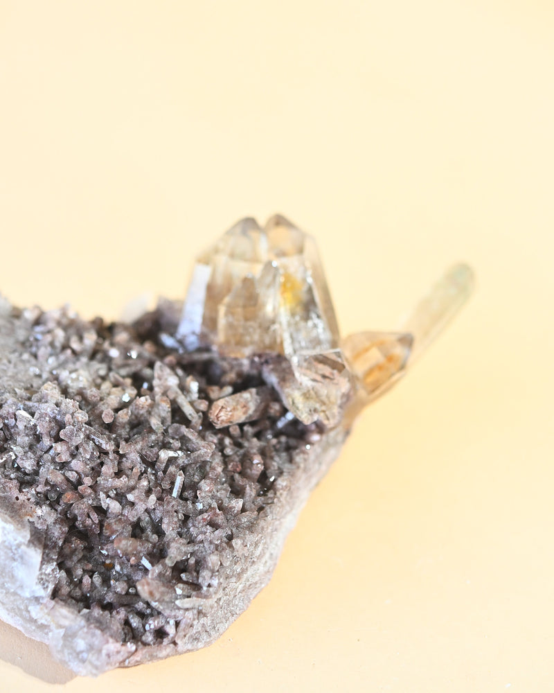 Smoky Quartz Cluster — Golden Tip Formation