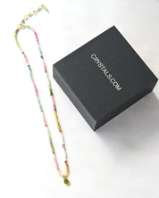 Pink Topaz & Ruby Paperclip Necklace