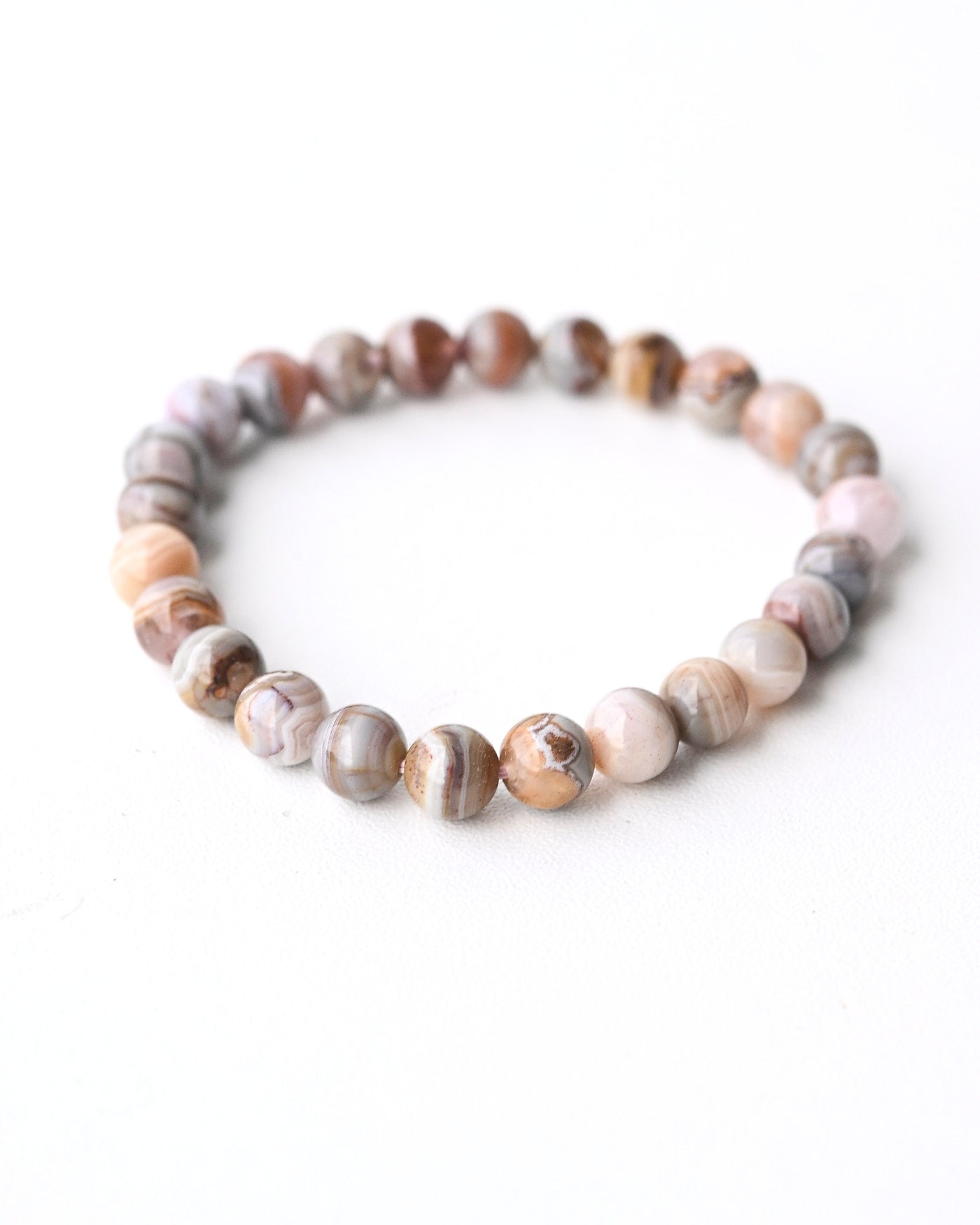 Botswana Agate Bracelet - 8mm banded agate beads
