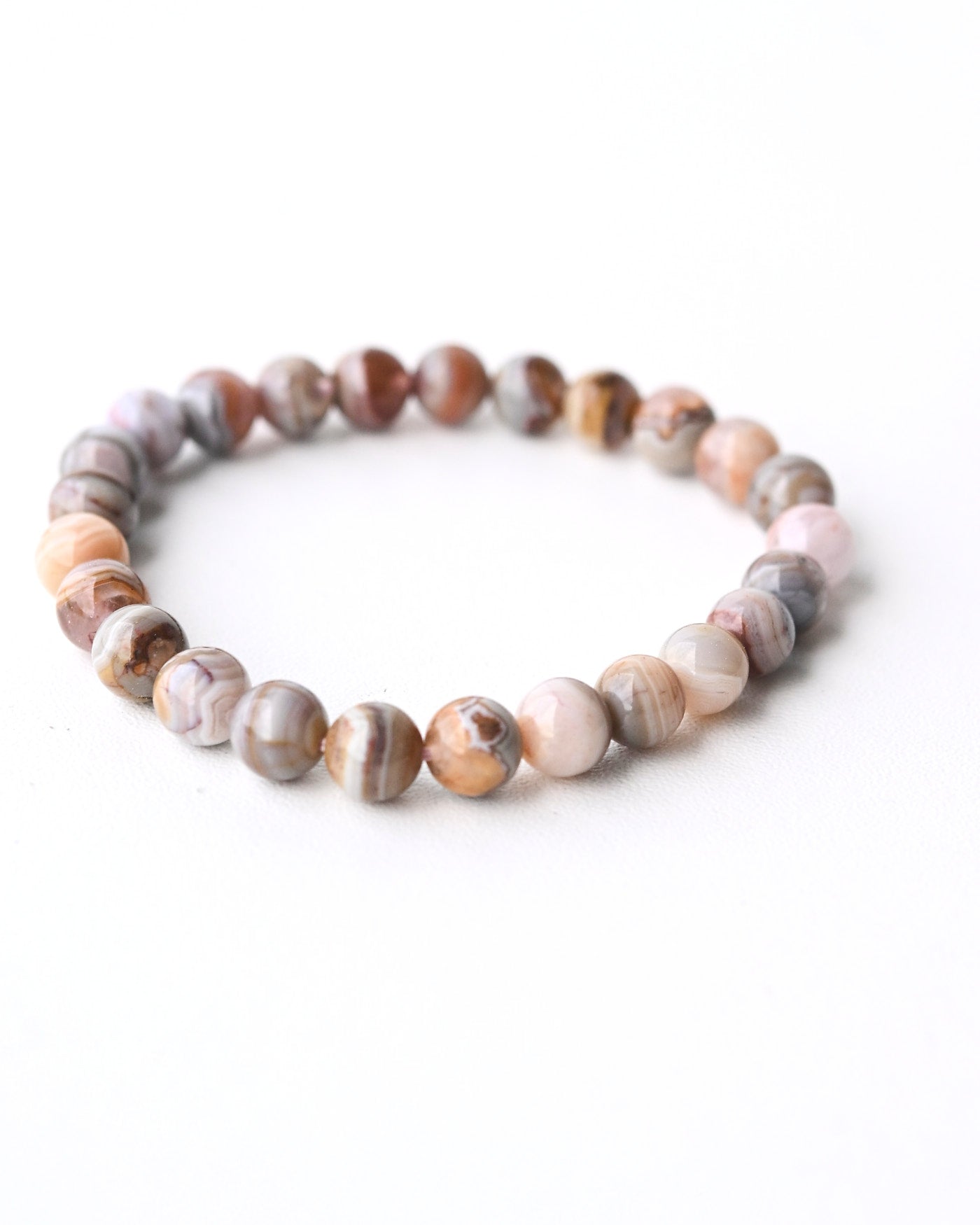 Botswana Agate Bracelet - warm earth tone banding detail