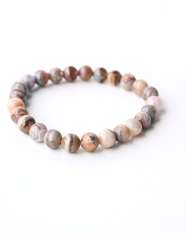 Botswana Agate Bracelet - warm earth tone banding detail