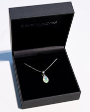 Opal pendant necklace sterling silver teardrop solitaire in Crystals.com gift box