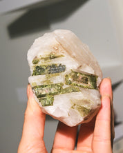 Rough Green Tourmaline w. Quartz