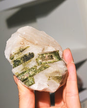 Rough Green Tourmaline w. Quartz