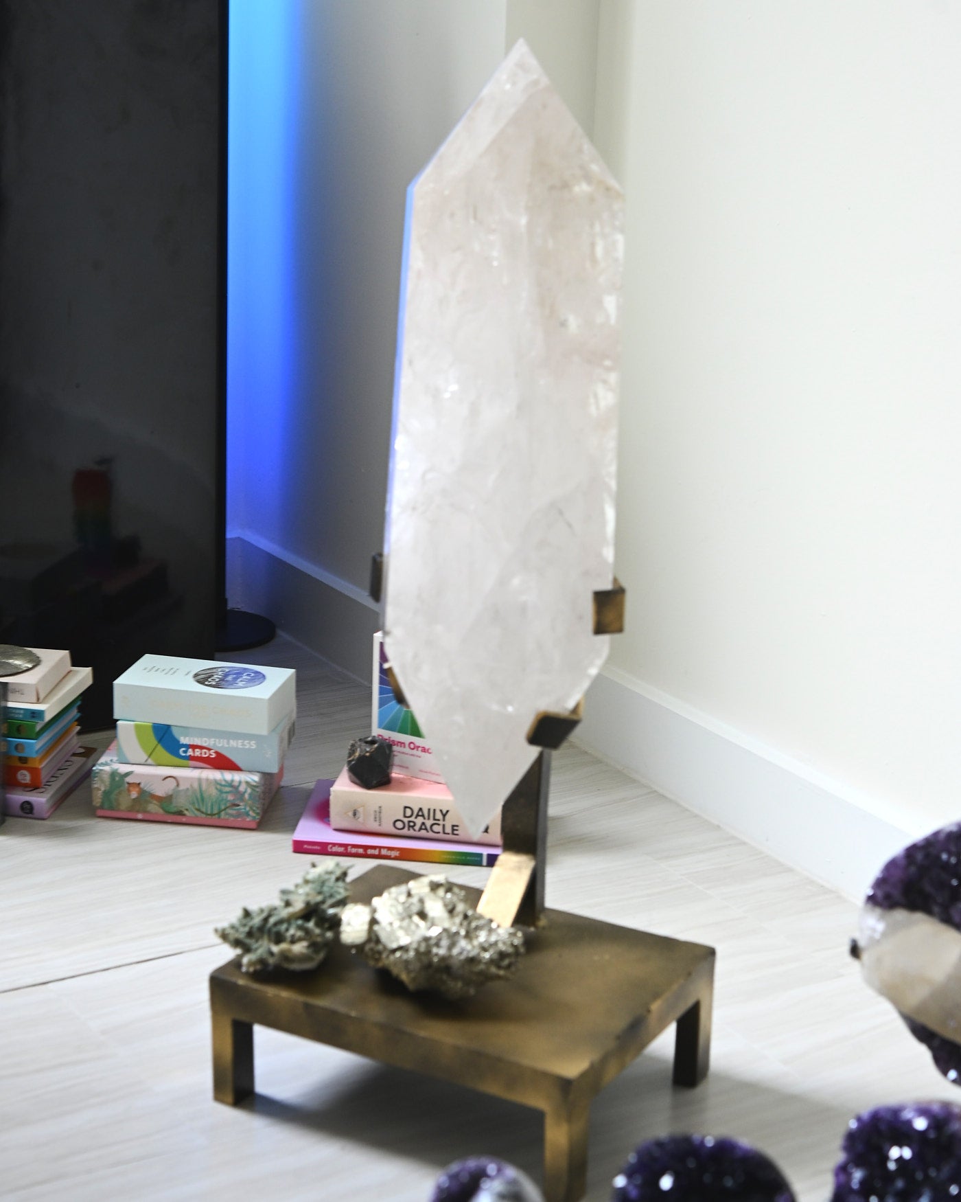 44lb Double-Terminated Quartz Point on Custom Stand