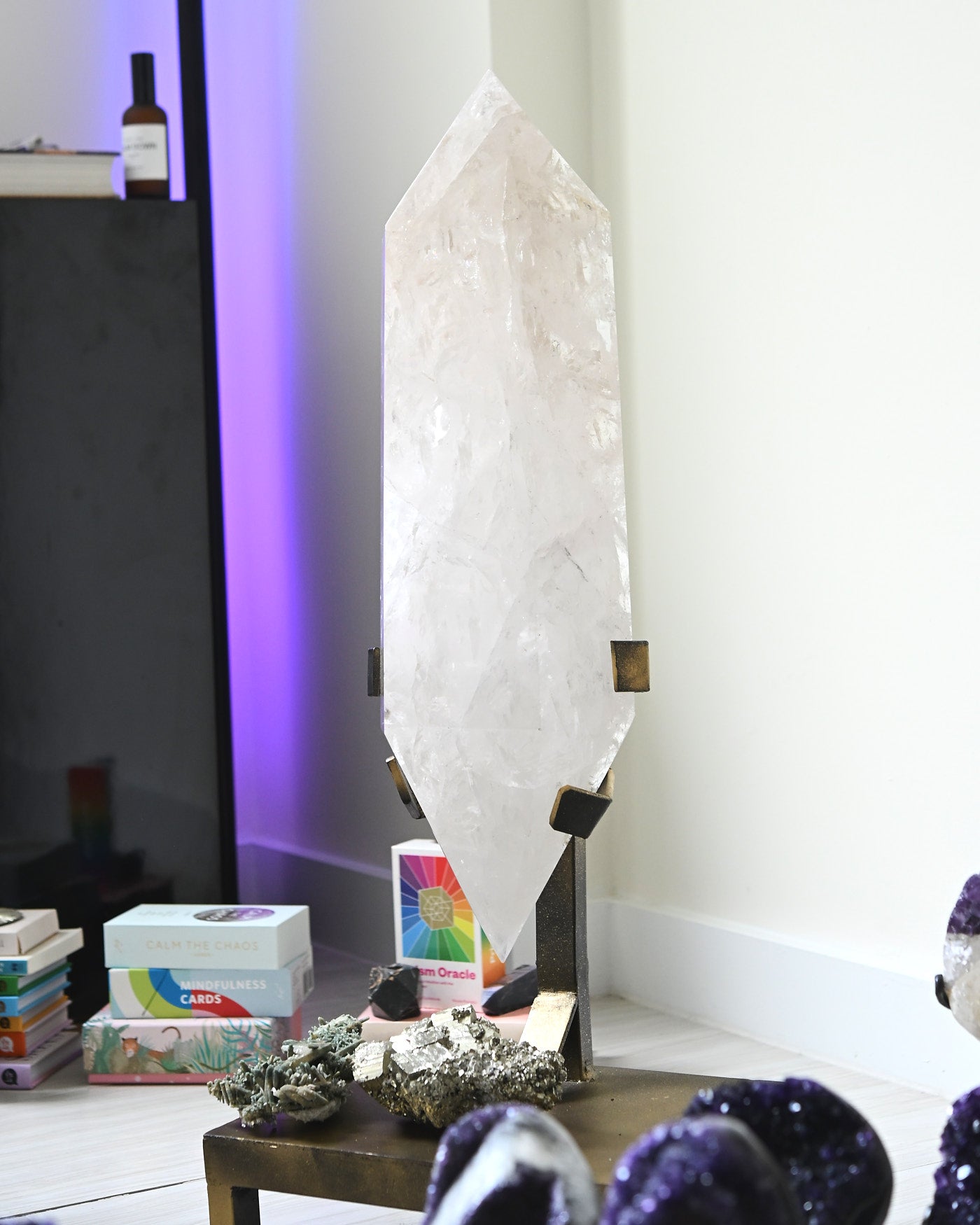 44lb Double-Terminated Quartz Point on Custom Stand