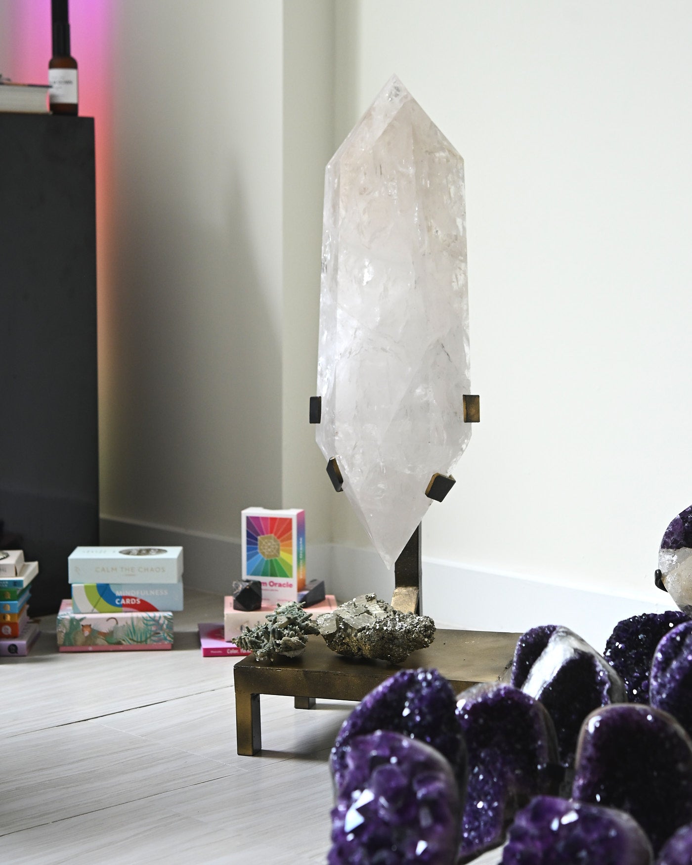 44lb Double-Terminated Quartz Point on Custom Stand