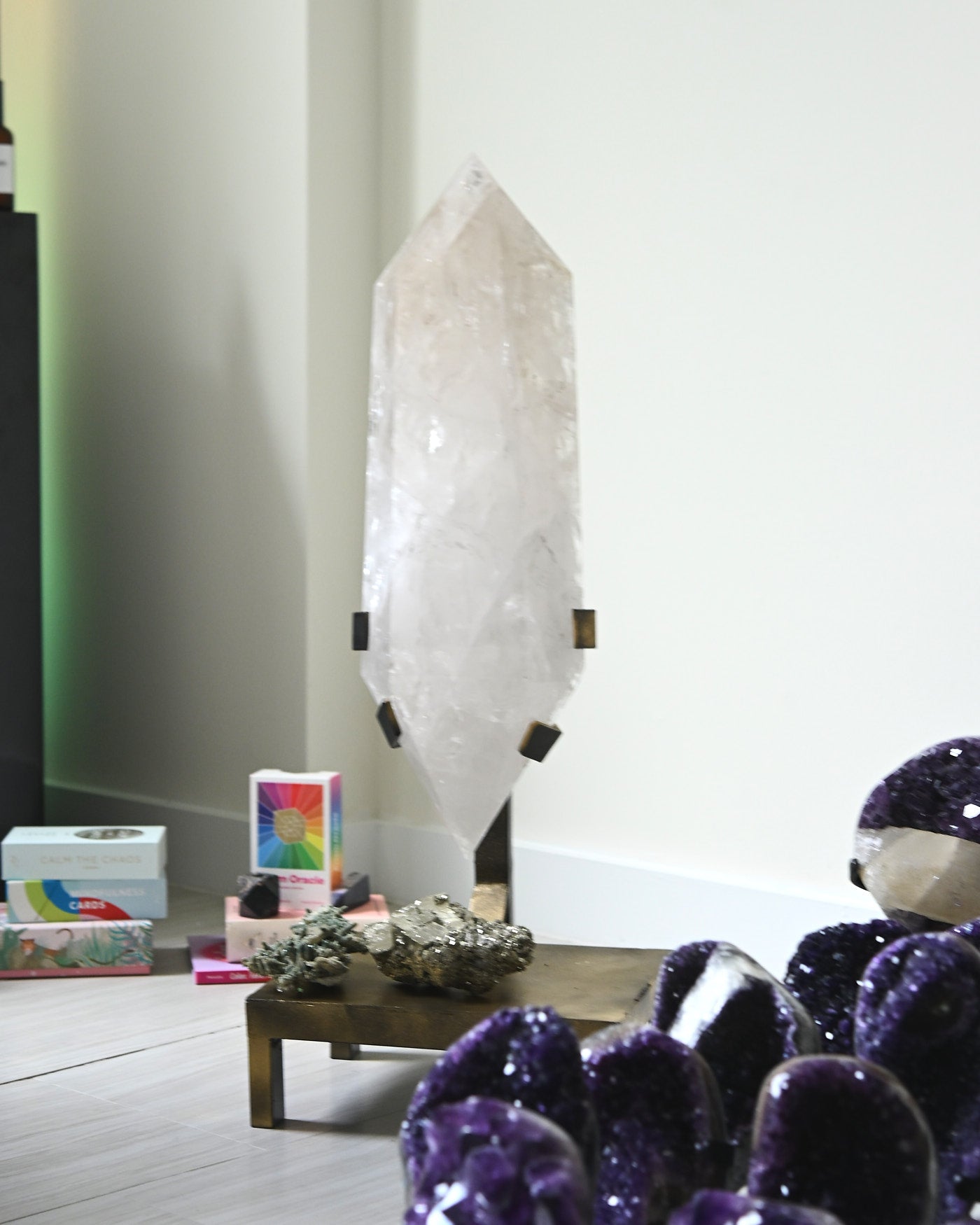 44lb Double-Terminated Quartz Point on Custom Stand