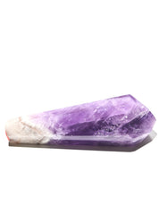 Trapiche Amethyst Point - side view showing natural chevron pattern and translucency