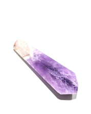 Trapiche Amethyst Point - angled view of polished amethyst crystal point