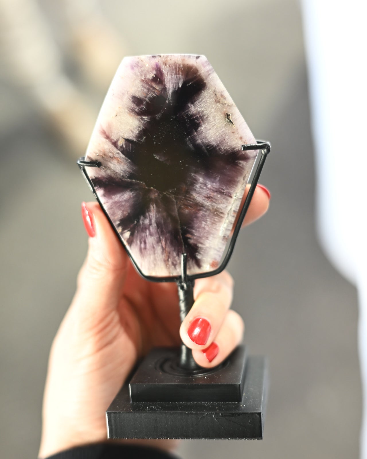 Rare Trapiche Amethyst Slab on stand