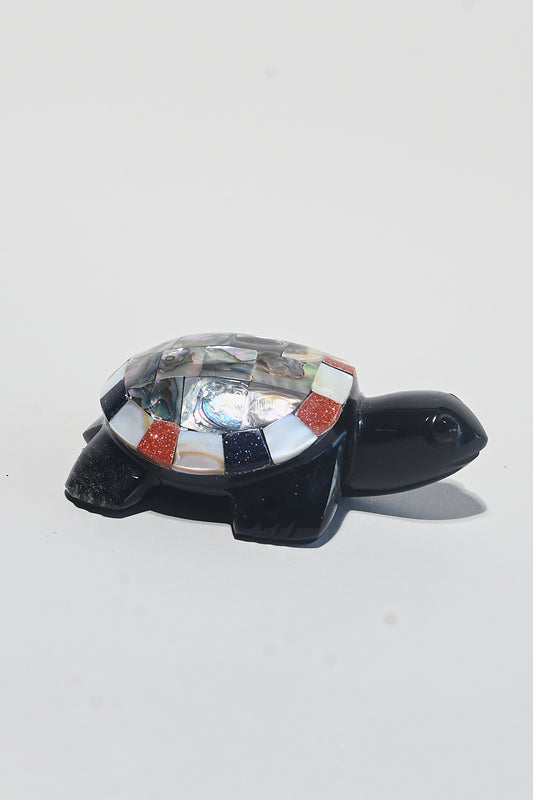 Obsidian Crystal Inlay Turtle