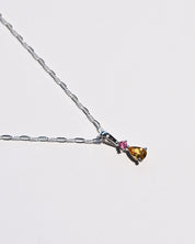 Yellow and pink tourmaline sterling silver pendant detail