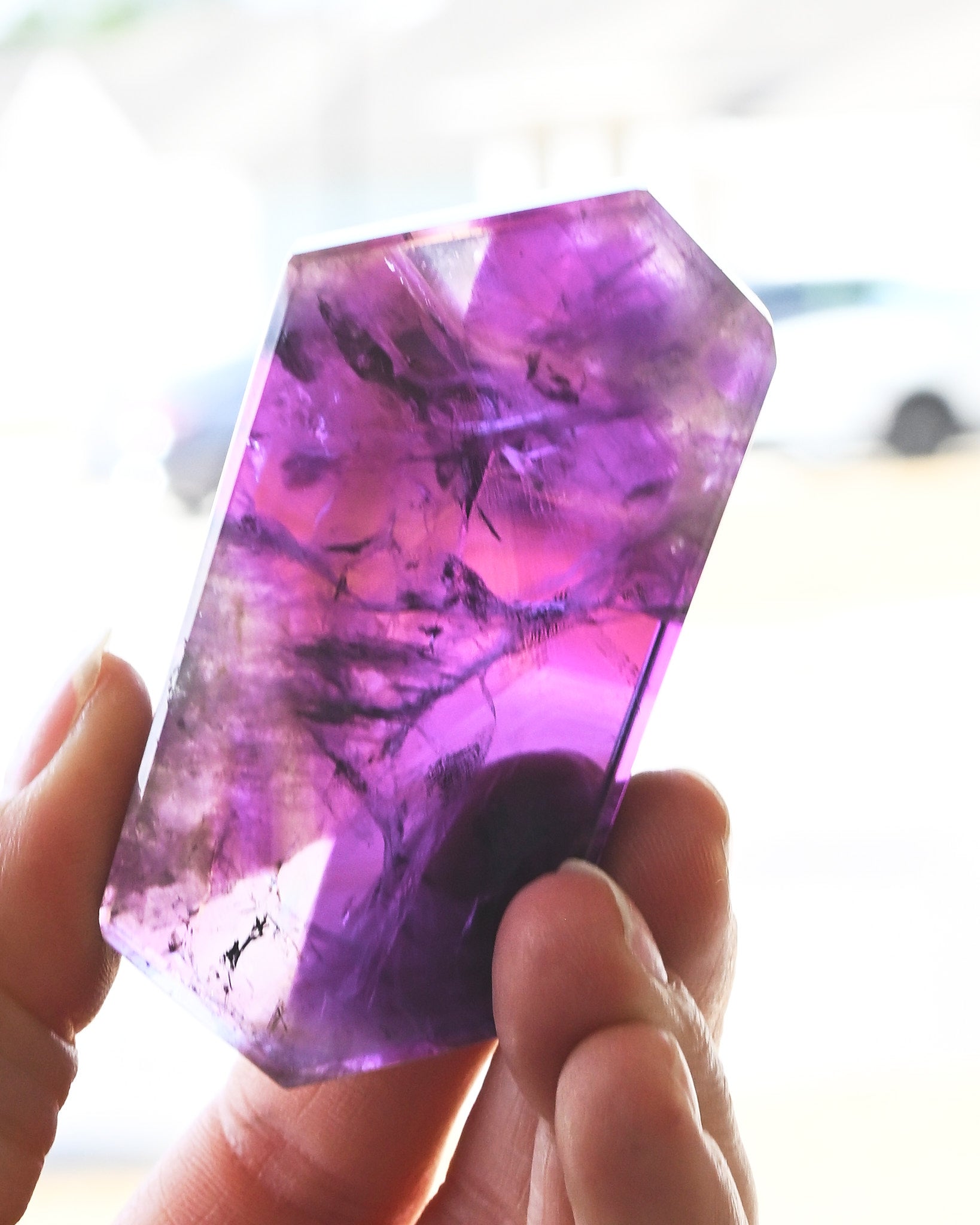 Trapiche Amethyst Slice on Stand