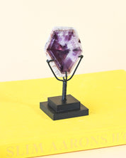 Rare Trapiche Amethyst on Stand - natural amethyst crystal side view