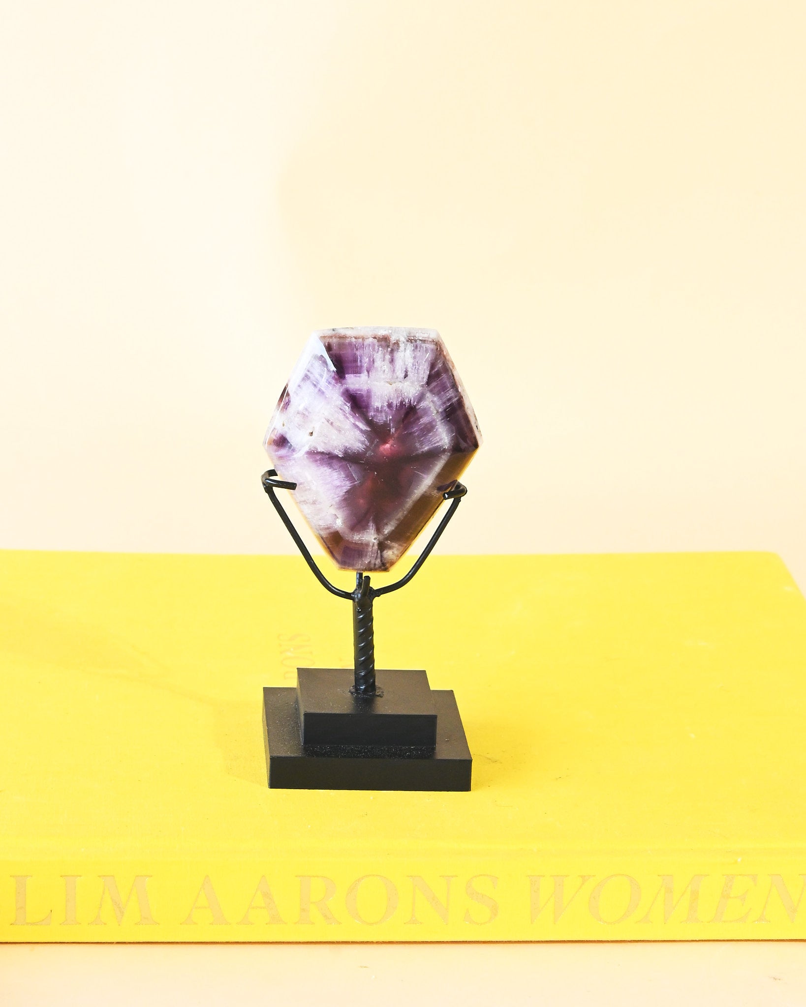 Rare Trapiche Amethyst on Stand - natural amethyst crystal in natural light