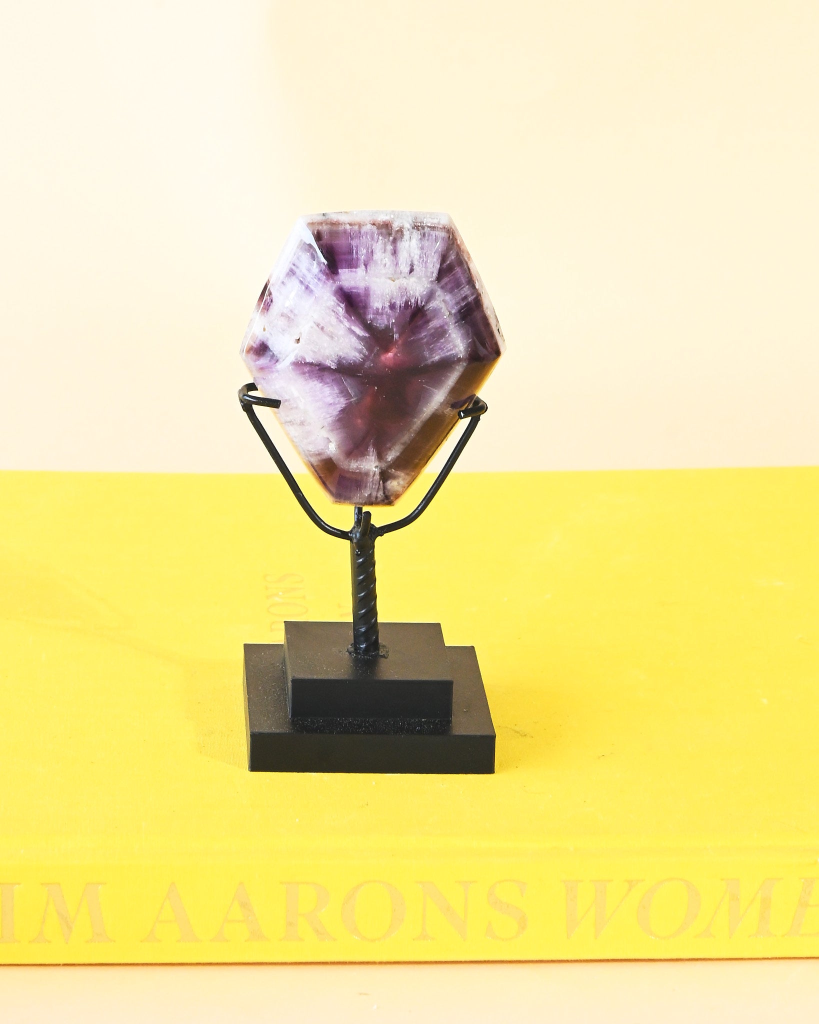 Rare Trapiche Amethyst on Stand - natural amethyst crystal scale view