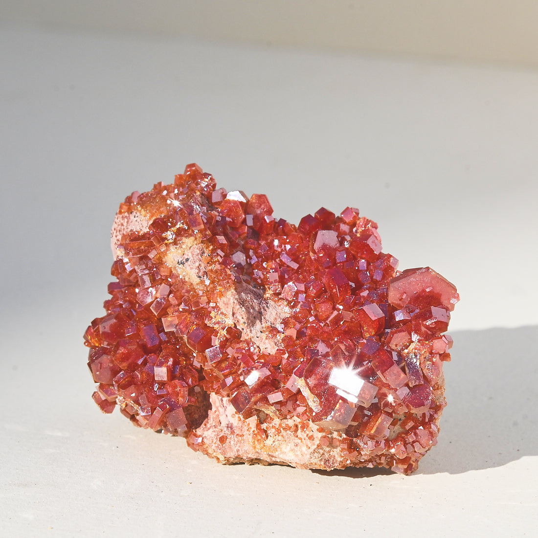 Vanadinite crystal — Red; orange; brown specimen, Hexagonal crystal system