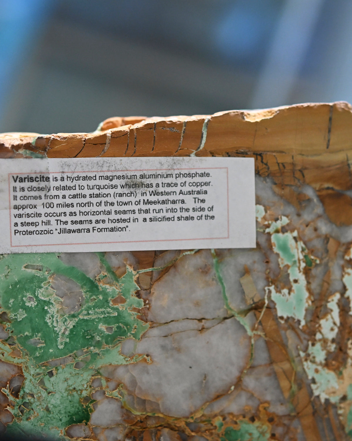 Variscite crystal — Green; mint specimen, Orthorhombic crystal system