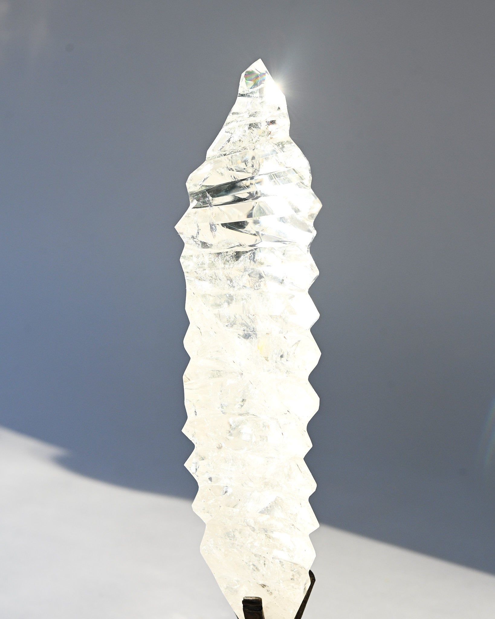 Abstract Polished Quartz Wavy Freeform on Spinning Stand