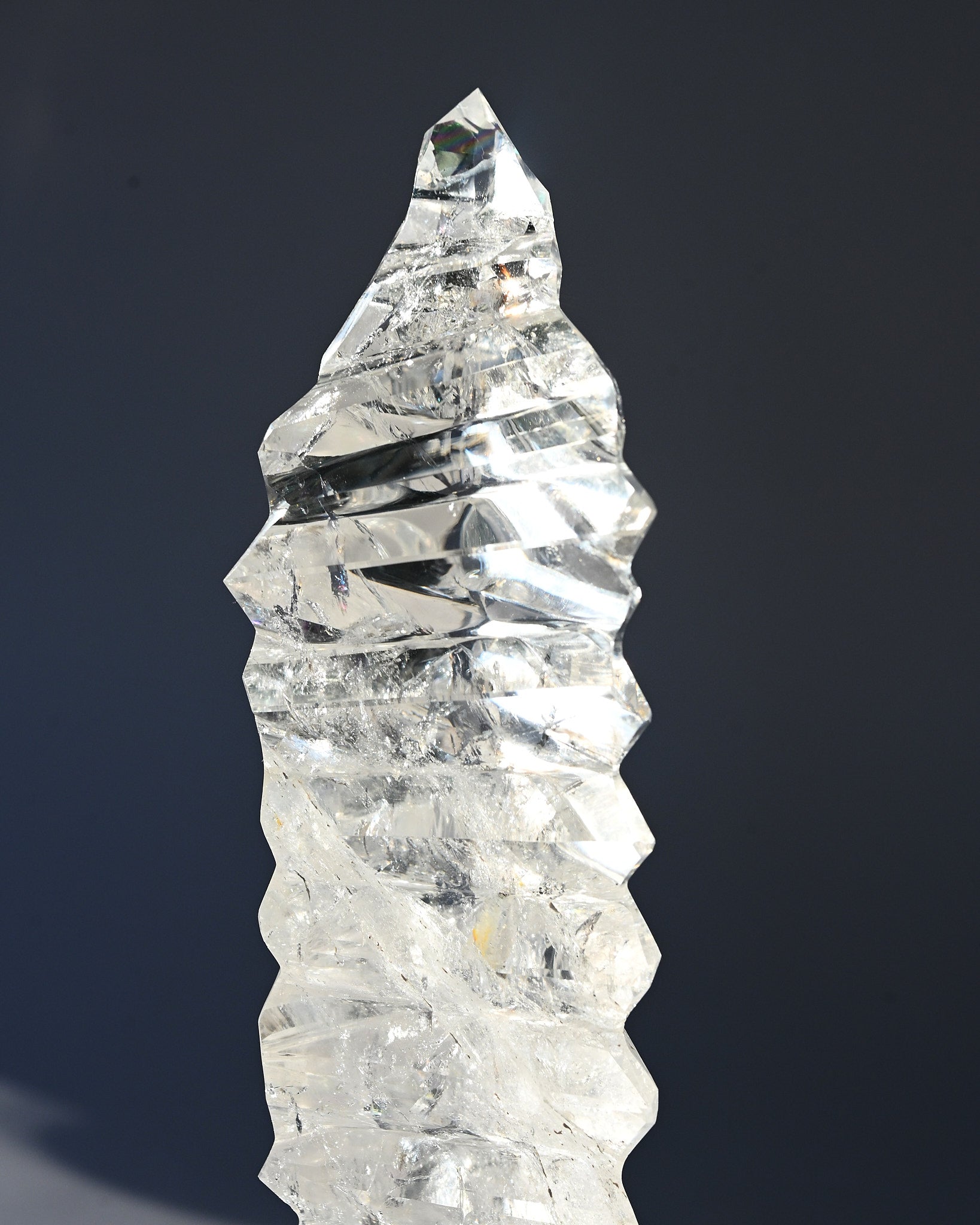 Abstract Polished Quartz Wavy Freeform on Spinning Stand
