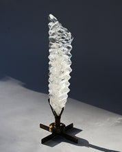 Abstract Polished Quartz Wavy Freeform on Spinning Stand