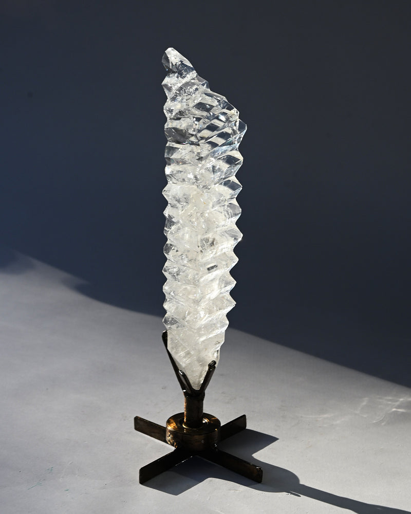 Abstract Polished Quartz Wavy Freeform on Spinning Stand