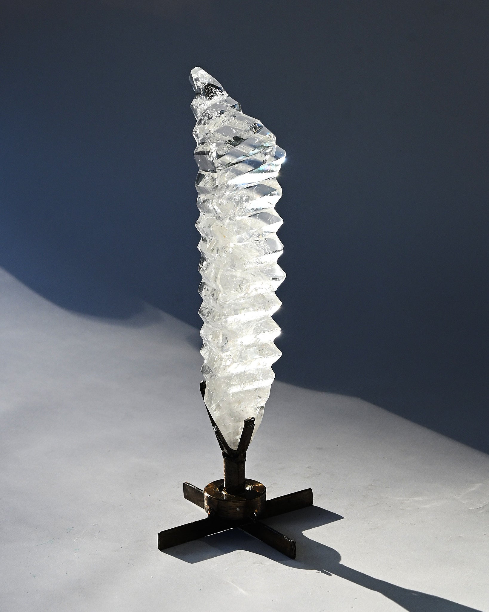 Abstract Polished Quartz Wavy Freeform on Spinning Stand