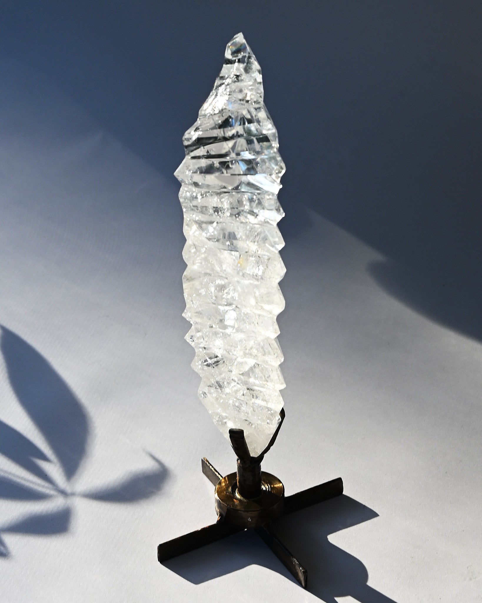 Abstract Polished Quartz Wavy Freeform on Spinning Stand