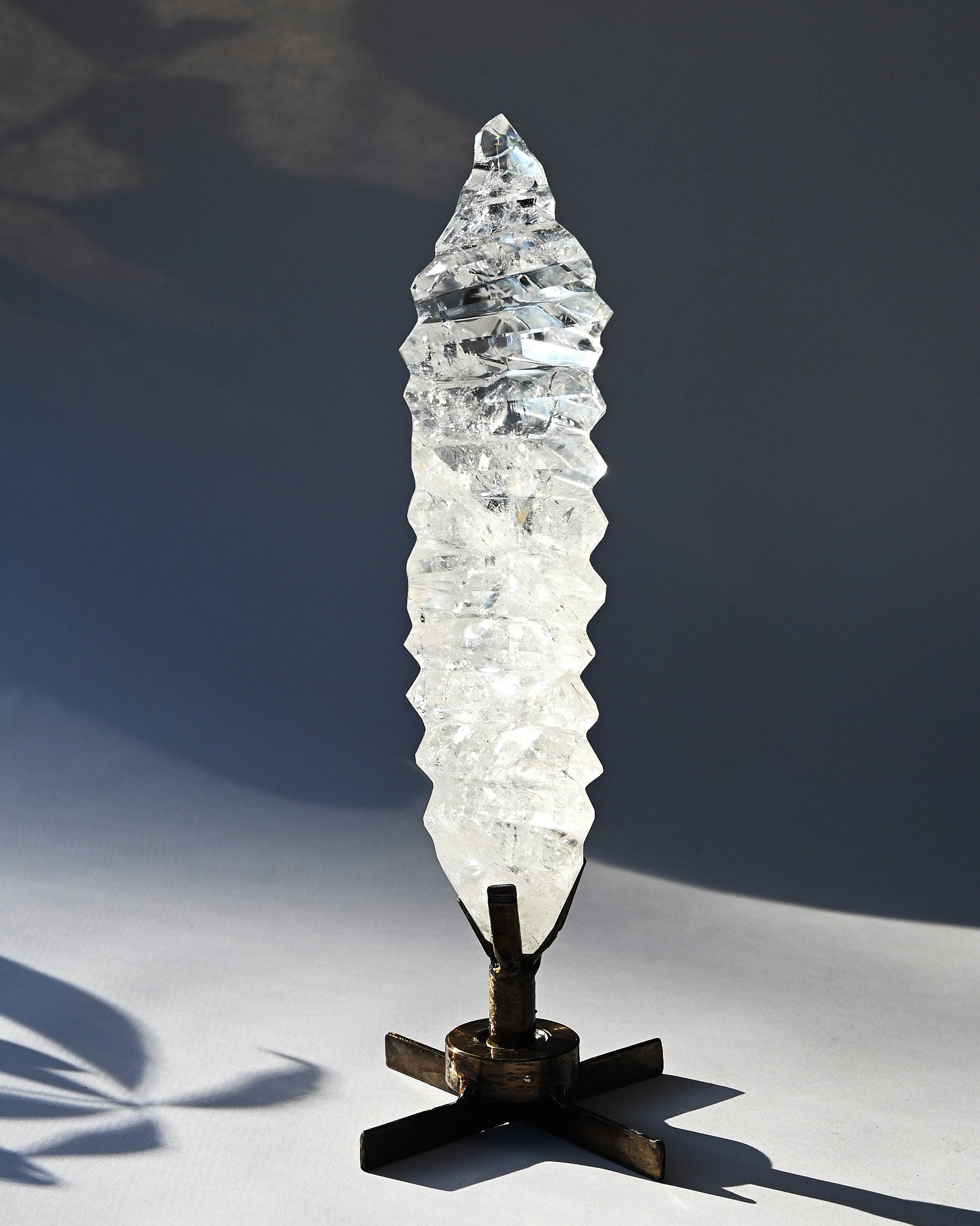Abstract Polished Quartz Wavy Freeform on Spinning Stand