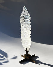 Abstract Polished Quartz Wavy Freeform on Spinning Stand