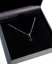 Natural red garnet sterling silver pendant detail