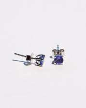 Violet-blue tanzanite earrings pair
