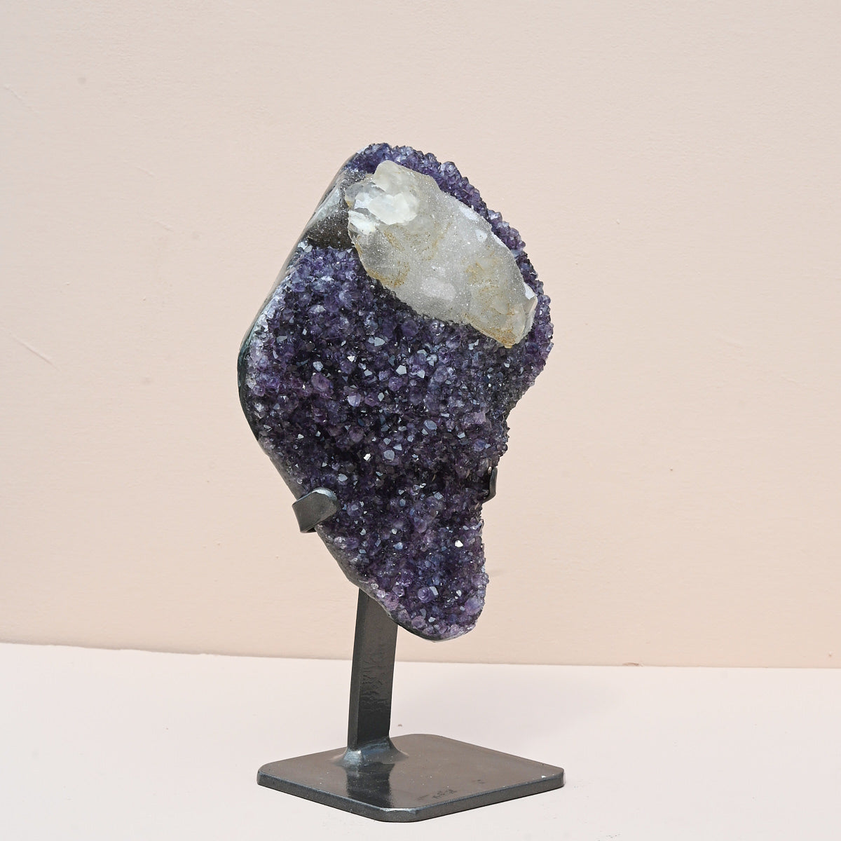 Amethyst w/ Calcite Geode on Stand 11 inch