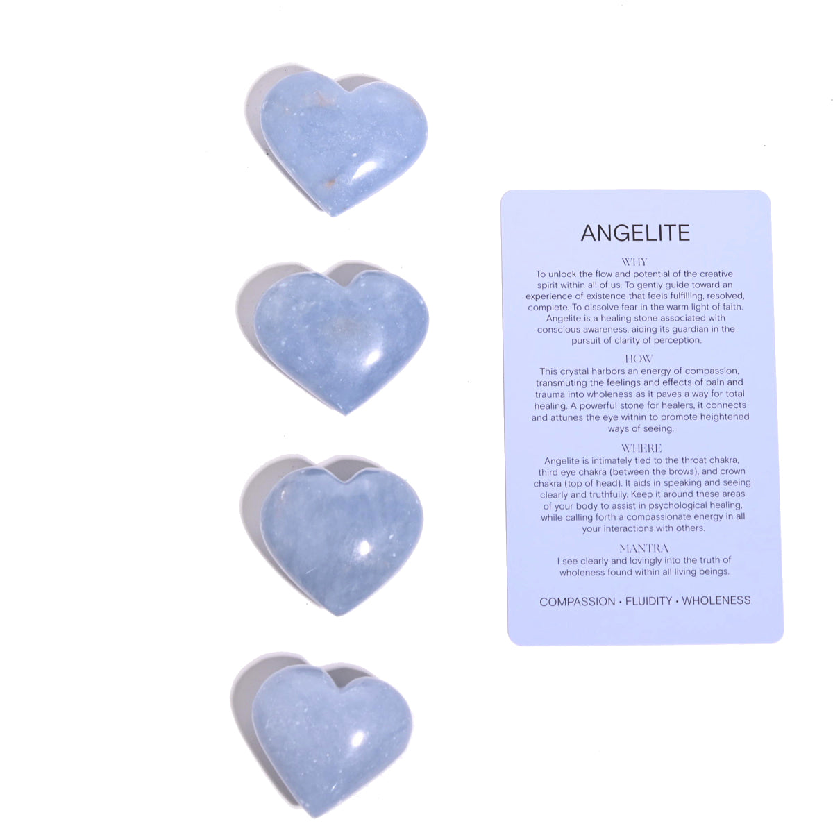 angelite crystal heart for sale