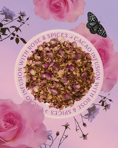 CEREMONIAL CACAO AND DOUBLE ROSE  A COMFORTING CHOCOLATE TEA 