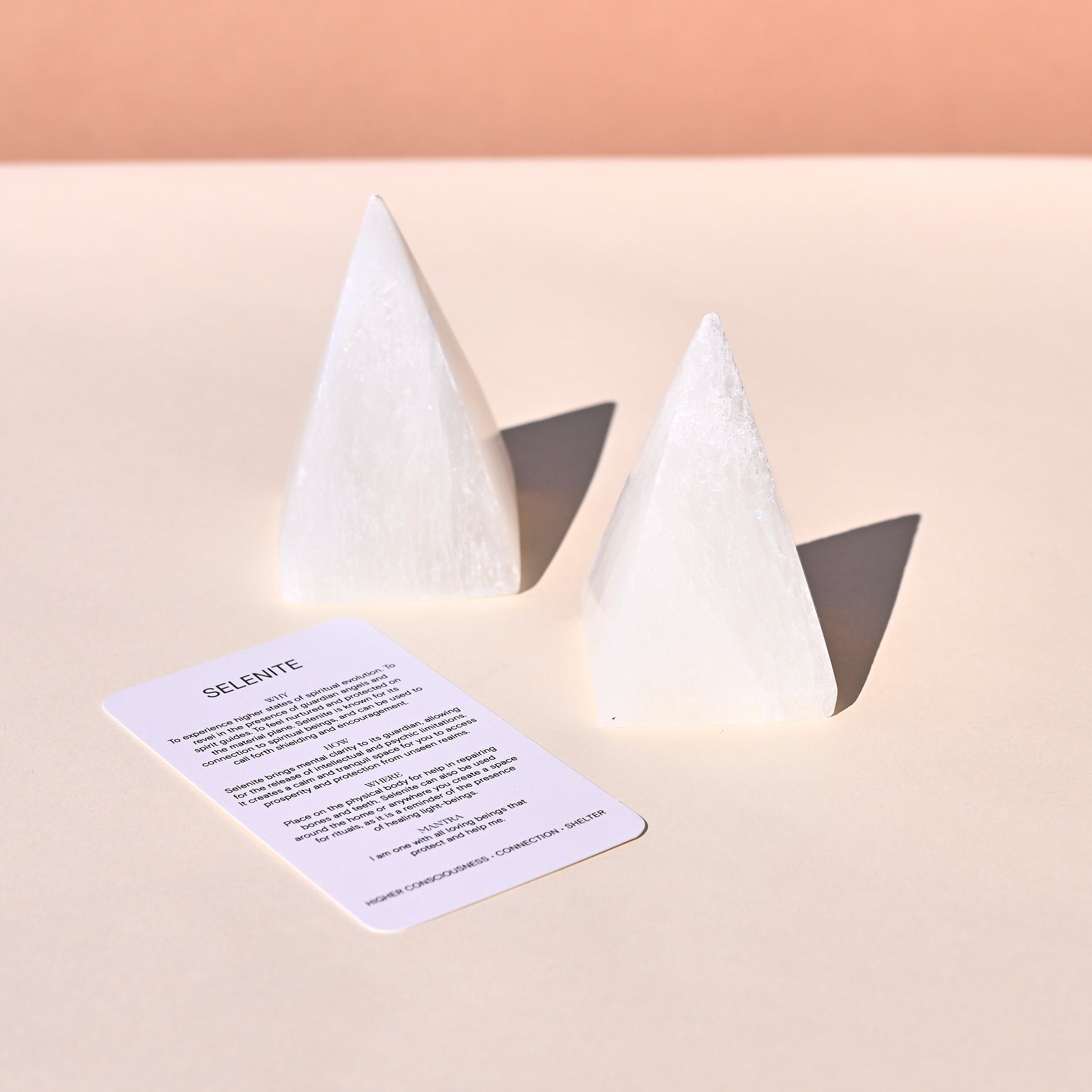 Selenite Pyramid 4 Inch - selenite crystal close up detail