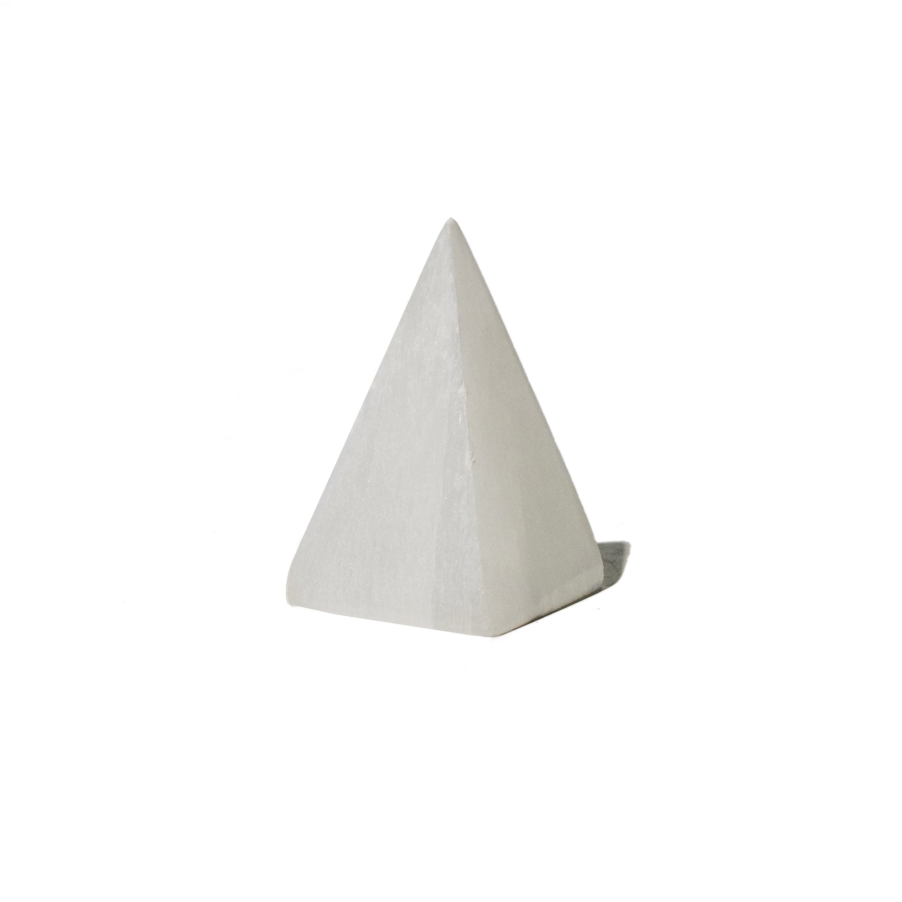 Selenite Pyramid 4 Inch - selenite crystal side view