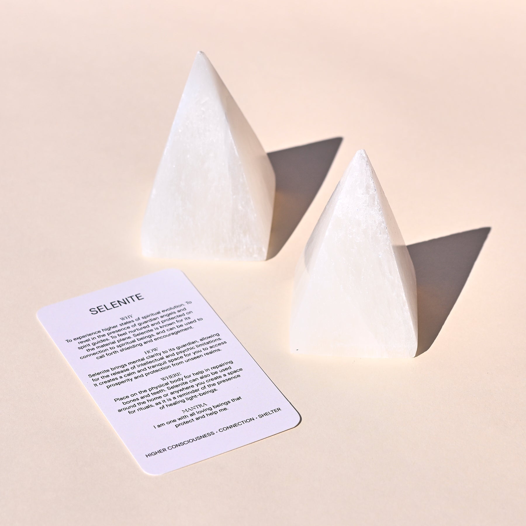 Selenite Pyramid 4 Inch - selenite crystal in natural light