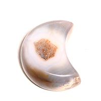 Agate Druzy Moon — Natural Brazilian Crystal Moon on Stand