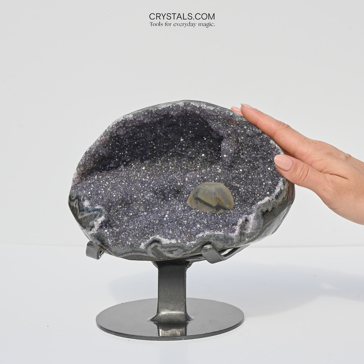 Amethyst w/ Calcite Geode on Stand 9 inch