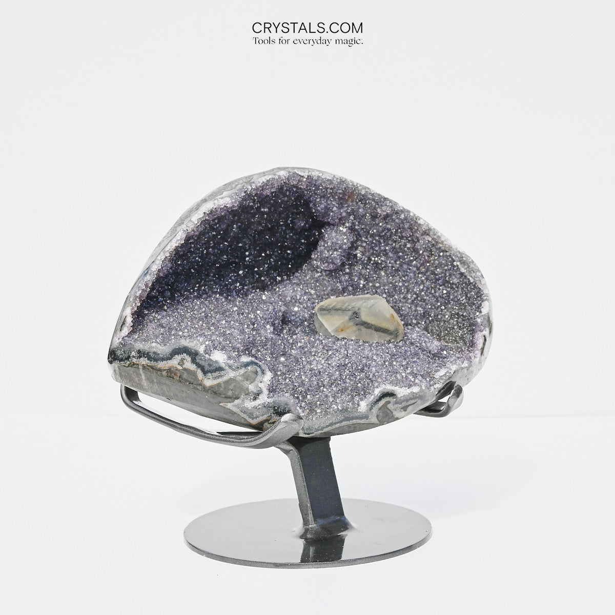 Amethyst w/ Calcite Geode on Stand 9 inch